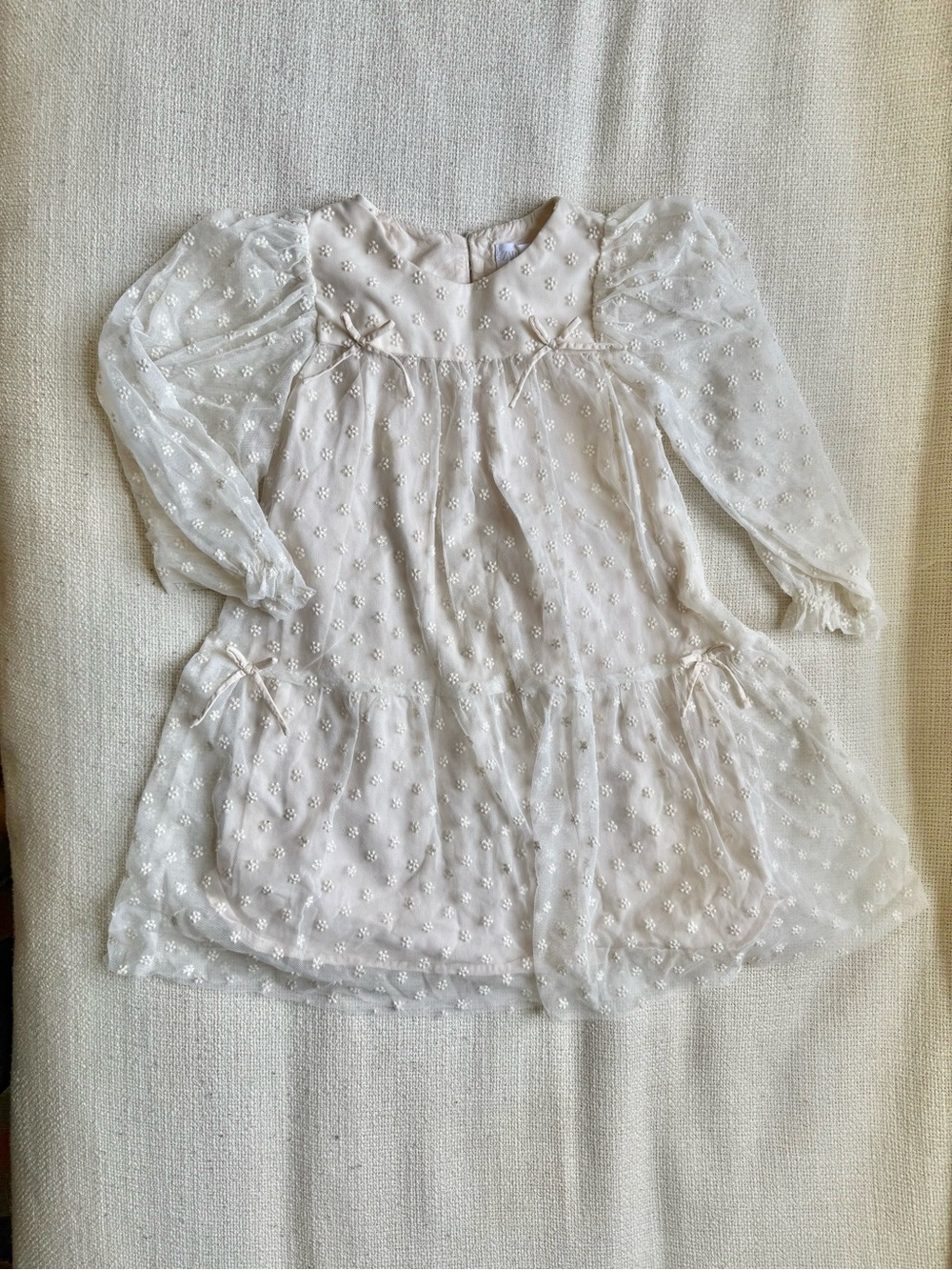 Zara Girls Ivory Swiss Dot Tulle Dress, 4T